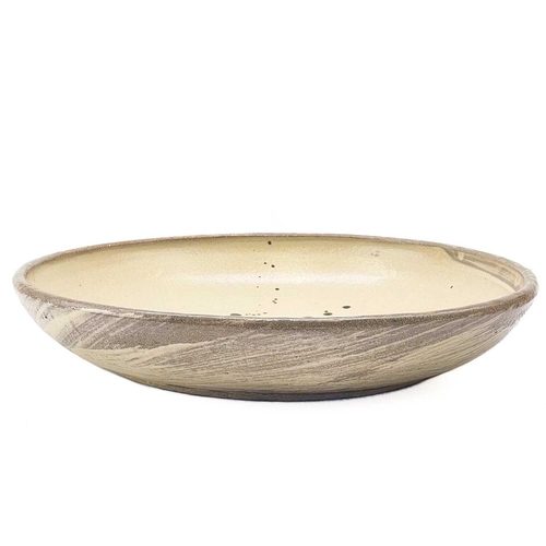 554 - William 'Bill' MARSHALL (1923-2007) Large Open Bowl  Stoneware, cream slip with splashed and painted... 