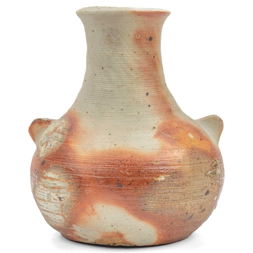 560 - Janet LEACH (1918-1997) Lugged Vase  Stoneware, impressed personal and Leach Pottery seal to base, h... 