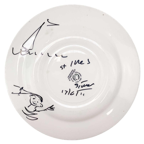 562 - Simeon STAFFORD (1956) St Ives Painted plate, signed, further signed, inscribed and dated to verso, ... 