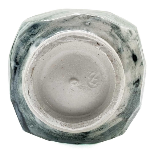 573 - William 'Bill' MARSHALL (1923-2007) A cut-sided porcelain bottle vase with blue brushed glaze, impre... 