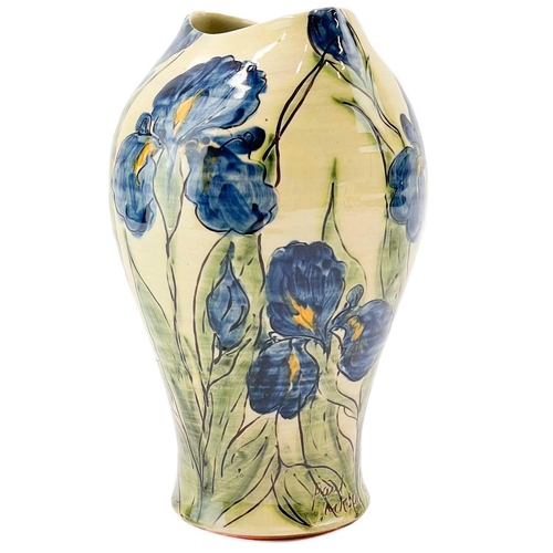 582 - Paul JACKSON (1954) Iris Vase with Plate Ceramic, each signed, vase dated '94, height 22cm. Both the... 