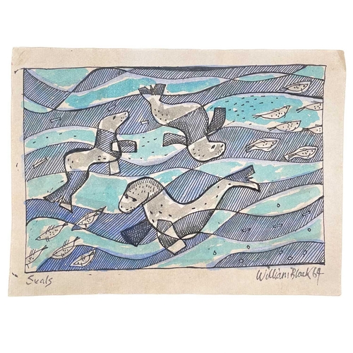 59 - William BLACK (XX) Seals Watercolour, signed, inscribed and dated '64, 15.5 x 20.5cm.