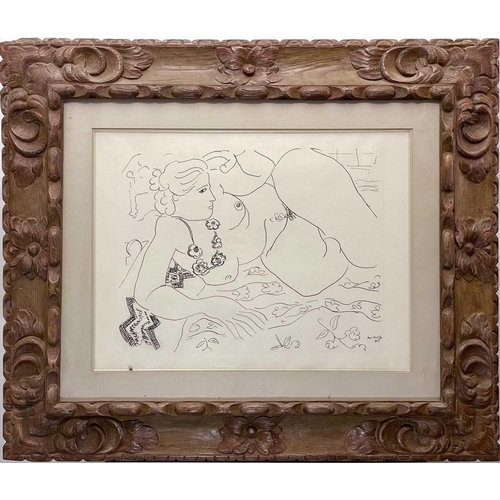 609 - Henri MATISSE (1869-1954) Reclining Nude Print, signed and dated 1935 in the plate, 37x49cm Carved f... 