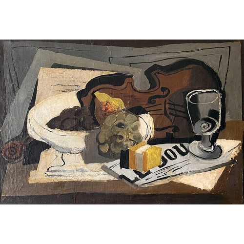 626 - Jean JOVENEAU (1888-?) Still Life with Violin Oil on canvas, labels to verso, 54x80cm There is some ... 