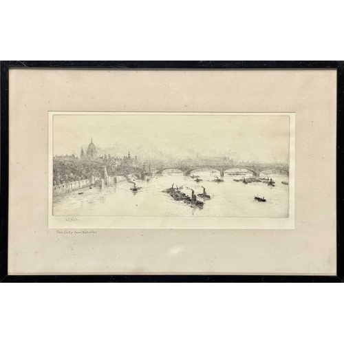 629 - William Lionel WYLLIE (1851-1931) The City, from Waterloo Etching, signed and inscribed, plate size ... 