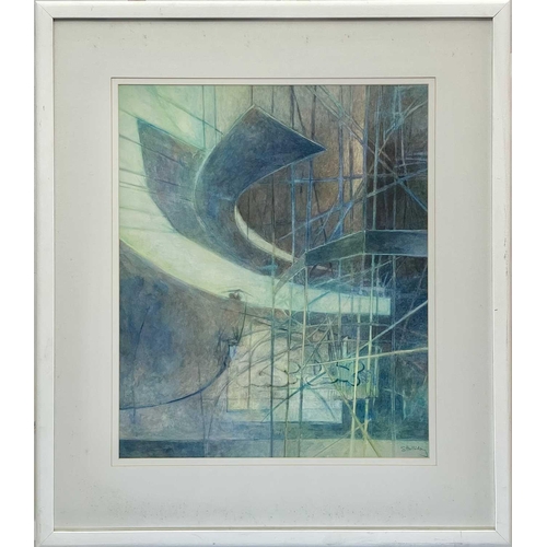 637 - Sarah HOLLIDAY (XX-XXI) Untitled abstract Watercolour, signed, 55 x 45.5cm.