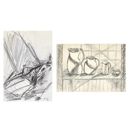 642 - Nan FRANKEL (XX-XXI) Jugs Still Life Pencil on paper, signed and stamped to verso, 11 x 15cm. Togeth... 