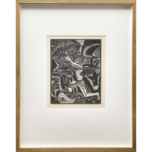 676 - David JONES (1895-1974)  Jonah: The Waters Compassed Me About Wood engraving Published by Douglas Cl... 