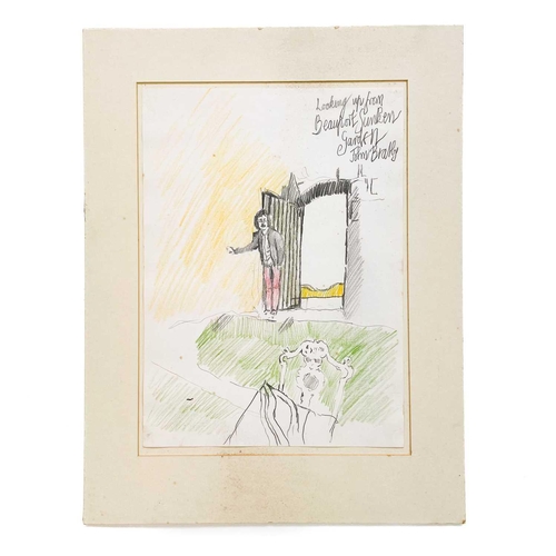 677 - John Randall BRATBY (1928-1992) Looking Up from Beauport Sunken Garden  Coloured pencil and graphite... 