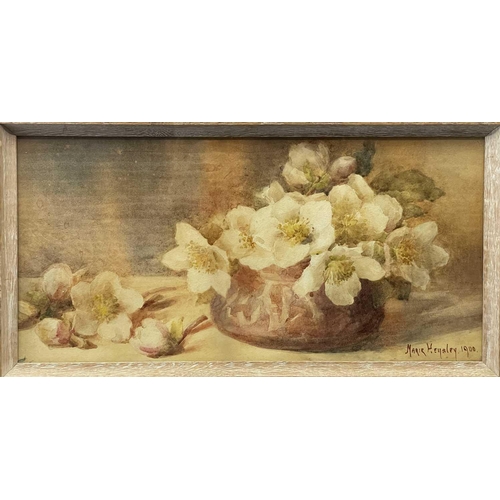 678 - Marie HENSLEY (c.1856-1911) Daisies Watercolour, signed and dated '98, 19.5 x 41cm. Together with a ... 