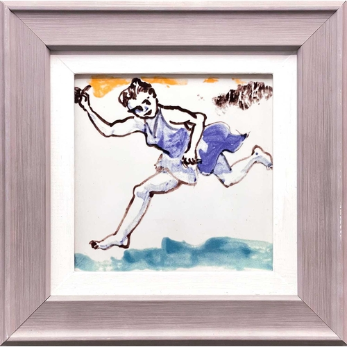 679 - Paula REGO (1935-2022) Running Figure Painted ceramic tile, signed and numbered 68/150, 13 x 13cm. R... 