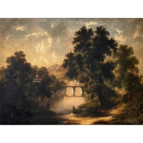 681 - Richard WOODLEY-BROWN (act.1840-1860) Italianate Landscape Oil on canvas, inscriptions to verso, 38 ... 