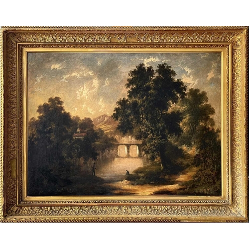 681 - Richard WOODLEY-BROWN (act.1840-1860) Italianate Landscape Oil on canvas, inscriptions to verso, 38 ... 