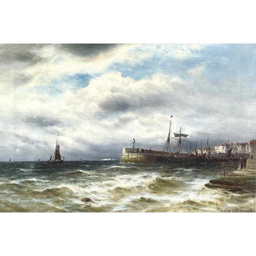 683 - Gustave DE BREANSKI (c.1856-1898) Harbour Scene Oil on canvas, signed, 59 x 90cm. This painting is i... 