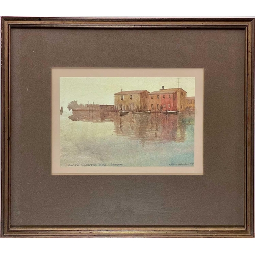 70 - John MILLER (1931 – 2002) Over the Vaporretto from Burano Watercolour Inscribed bottom left Signed &... 