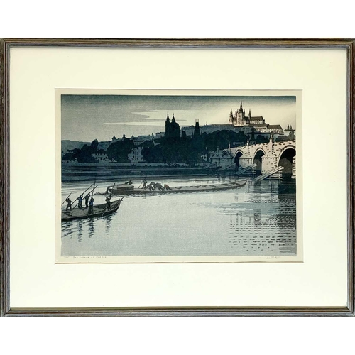 702 - John Edgar PLATT (1886-1967) The Vltava at Prague Woodcut, signed and inscribed, numbered XXX, image... 