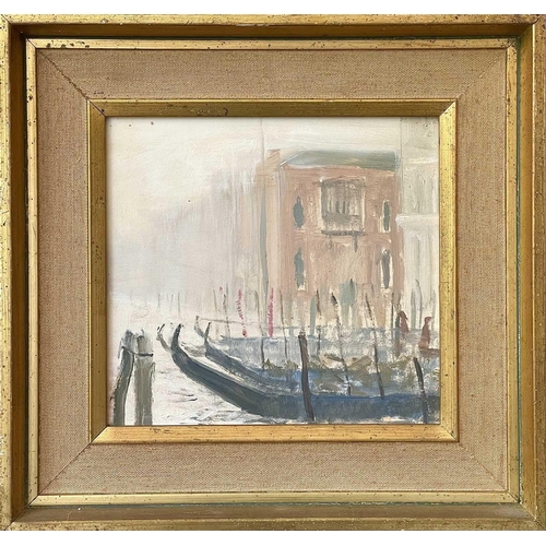 78 - John MILLER (1931 – 2002) Gondolas II Venice Sketch’ Oil on board Inscribed to verso: ‘Gondolas II V... 