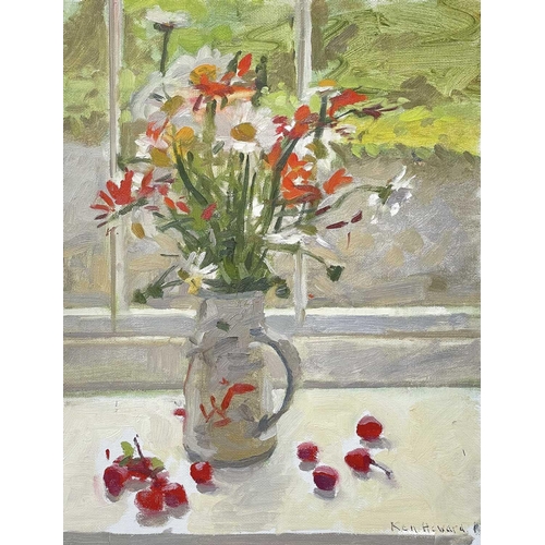 8 - Ken HOWARD (1932-2022) Jug of Flowers by the Window, circa 1999  Oil on board, signed, 35 x 27cm. Th... 