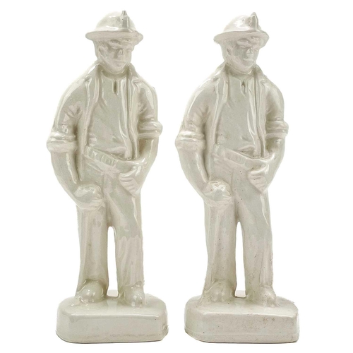 85 - John MILLER (1931 – 2002) Cornish Tin Miners Two slip moulded pottery figures Sculpted by John Mille... 