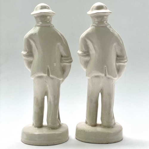 85 - John MILLER (1931 – 2002) Cornish Tin Miners Two slip moulded pottery figures Sculpted by John Mille... 