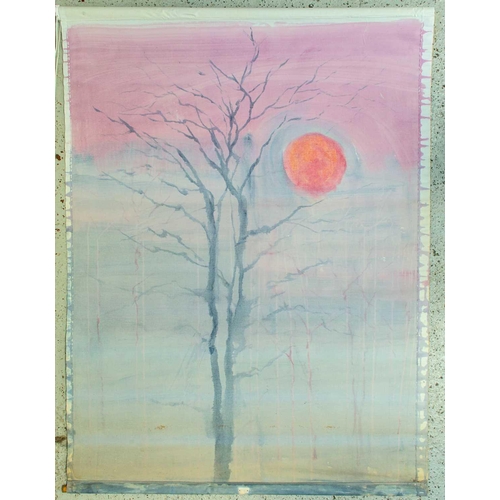 86 - John MILLER (1931 – 2002) Sunrise & Sunset Acrylic paint on heavy nylon fabric as original shower cu... 