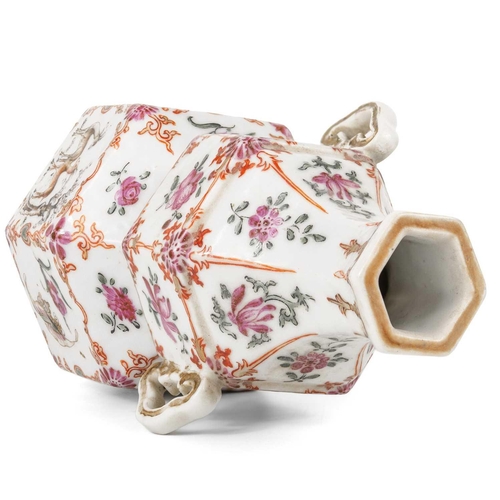 131 - A Chinese famille rose porcelain double gourd vase, circa 1760. With twin handles and decorated with... 