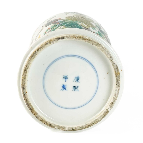 154 - A large Chinese famille verte porcelain vase, 19th century. With painted enamel decoration of peacoc... 