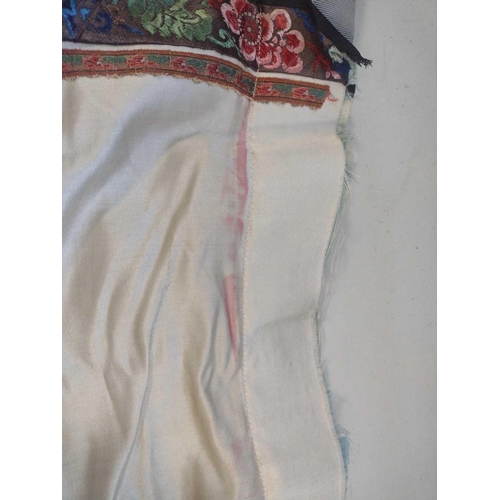 168 - An attractive Chinese silk embroidered pleated skirt, 19th century. The cream ground with multiple f... 