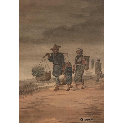 44 - Two Chinese oil paintings, signed K. Hayashi and Gasen. Each 49.5 x 34cm. (2)