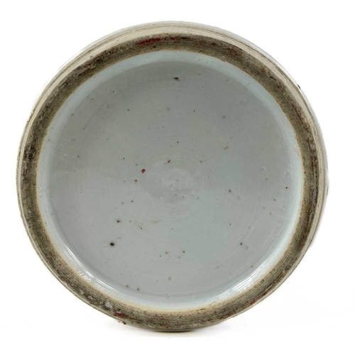 58 - A Chinese 'clobbered' porcelain vase and cover, 19th century. The gilt ground with scrolling foliage... 