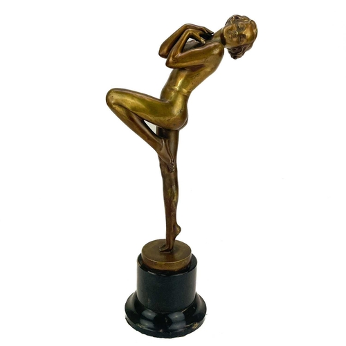 1 - Josef Lorenzl (Austrian 1892-1950) An Art Deco gilt bronze figure of an elegant female dancer on ste... 