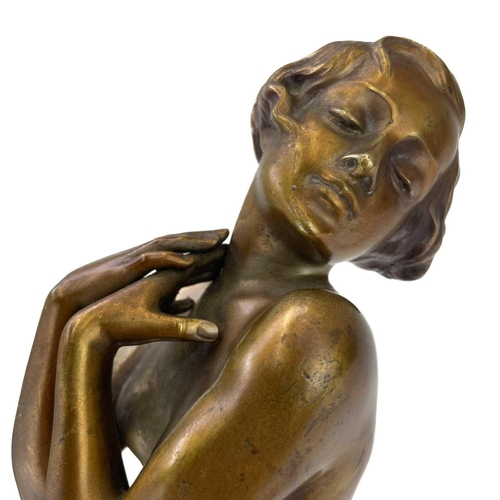 1 - Josef Lorenzl (Austrian 1892-1950) An Art Deco gilt bronze figure of an elegant female dancer on ste... 