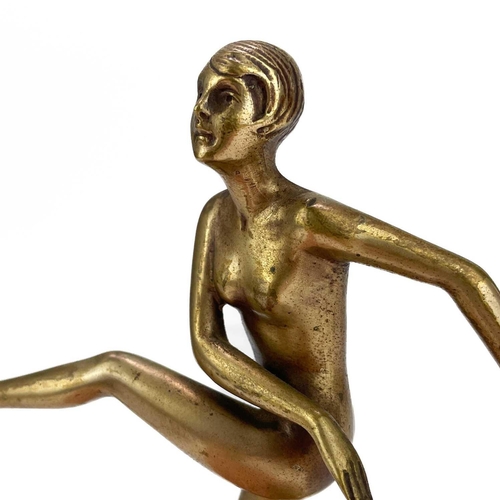 103 - Otto Hafenrichter, Austrian (19/20th C), An Art Deco gilt bronze figure. Of a female nude dancer, im... 