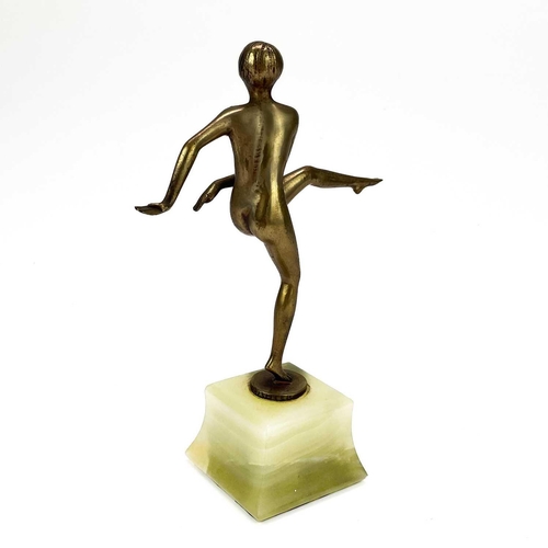 103 - Otto Hafenrichter, Austrian (19/20th C), An Art Deco gilt bronze figure. Of a female nude dancer, im... 