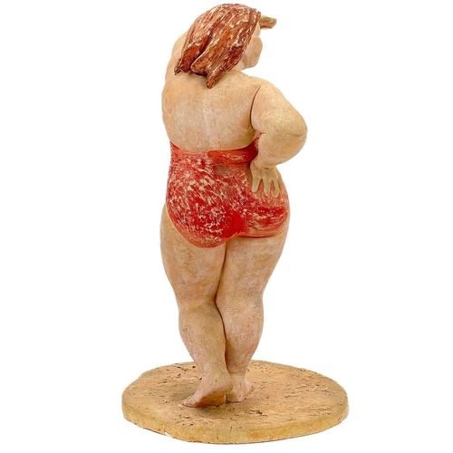 104 - Deborah McCabe (-2005). Female bather, painted plaster, height 34cm.