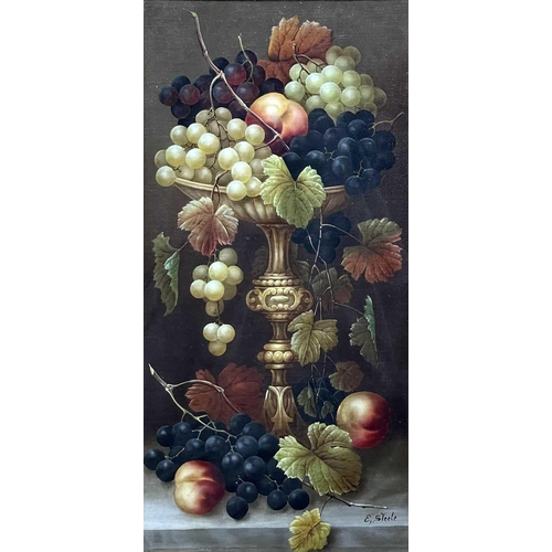 109 - Edwin STEELE. Still life, oil on board, signed. 59cm x 29cm.