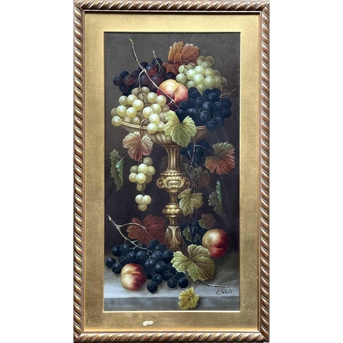 109 - Edwin STEELE. Still life, oil on board, signed. 59cm x 29cm.