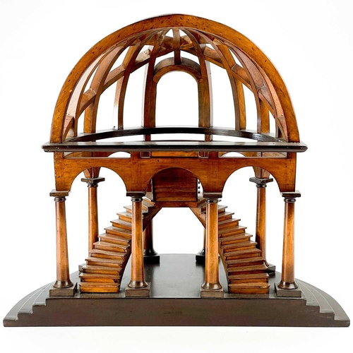 11 - A Grand Tour style architectural model. Turned and stained wood, modern, featuring a staircase and a... 