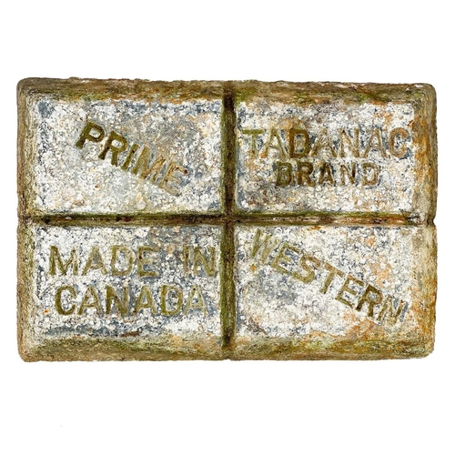 111 - A 52lbs zinc ingot by the Candian Tadanac Brand Prime. From the SS Bessemer City 'One of the largest... 