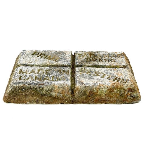 111 - A 52lbs zinc ingot by the Candian Tadanac Brand Prime. From the SS Bessemer City 'One of the largest... 