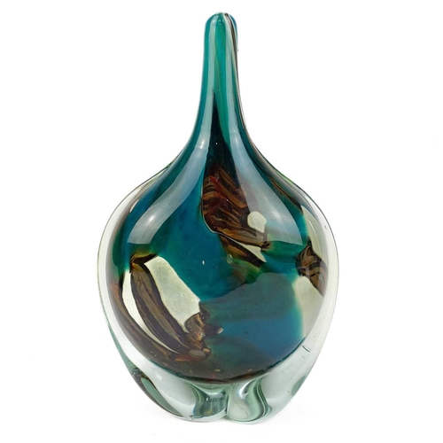 131 - A Mdina glass bottle vase. With applied drop base, height 20cm, together with two other pieces of Md... 