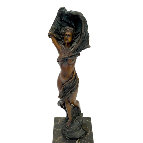 154 - Miguel Fernando Lopez (Milo), A bronze of a lady. In the Art Nouveau taste, with applied Paris found... 