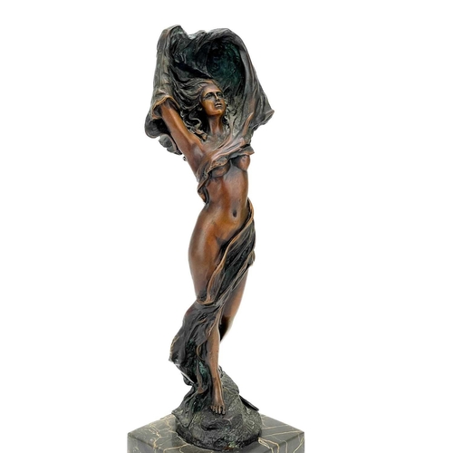 154 - Miguel Fernando Lopez (Milo), A bronze of a lady. In the Art Nouveau taste, with applied Paris found... 