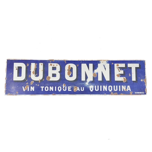 156 - A large 20th century enamel advertising sign. Dubonnet, made by N. Jean, height 46.5cm, width 180cm.