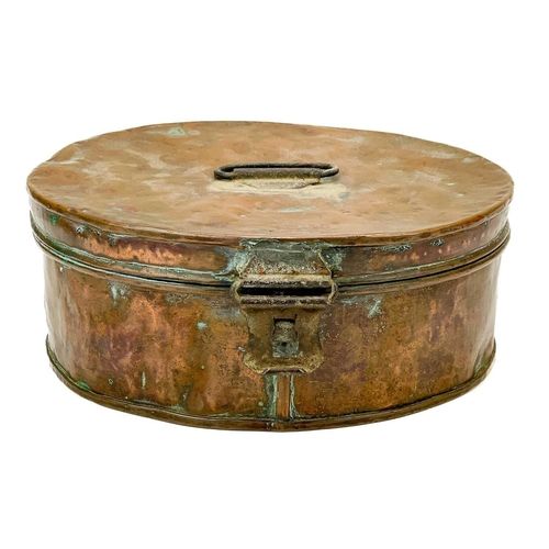 16 - An early 19th century oval copper box. Height 10.5cm width 26.5cm depth 23.5cm.