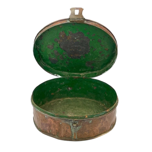 16 - An early 19th century oval copper box. Height 10.5cm width 26.5cm depth 23.5cm.