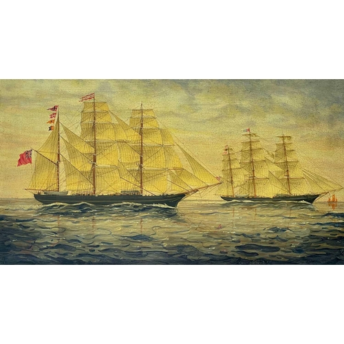 162 - A maritime painting of the ship Oleander. 38X69cm, in an oak frame.