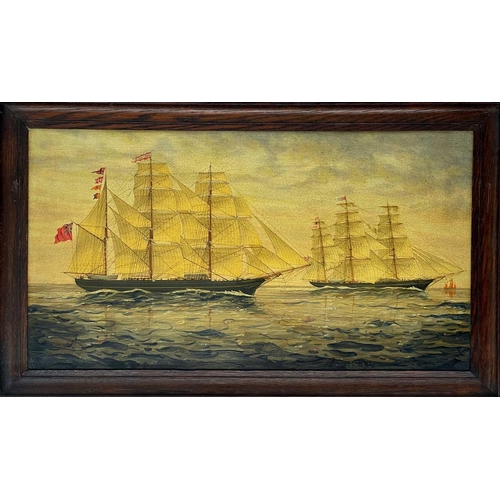 162 - A maritime painting of the ship Oleander. 38X69cm, in an oak frame.