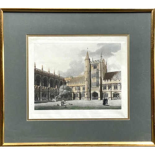 174 - J. Bluck, After Pugin. Hall of Queen's College, coloured aquatint, published Ackermann 1815, 25X39.5... 