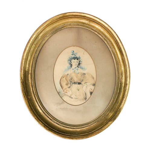 180 - Attributed to R A Pauline. Three oval watercolor portraits of the Duvall family, including the artis... 